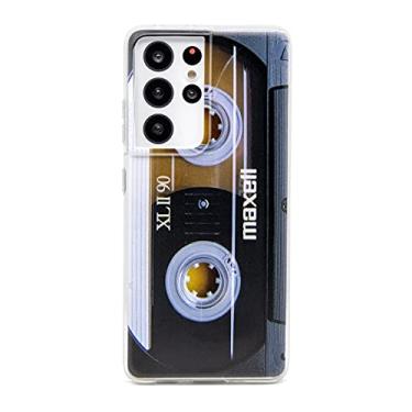 Imagem de FAteamll Capa para Galaxy S21 Ultra, à prova de choque e arranhões com TPU Soft Bumper Retro Music Cassette Tape Case Compatível com Samsung Galaxy S21 Ultra 5G -6,8 polegadas