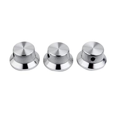Imagem de Guyker Potenciômetro de controle de graves para guitarra elétrica, liga de alumínio, botão de volume de metal superior, peças de reposição (3 peças, cromado)