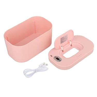 Imagem de Vaveren Aquecedor de lenços umedecidos Display LED Aquecedor de lenços umedecidos e dispensador de lenços umedecidos para carro doméstico, Rosa Termostato