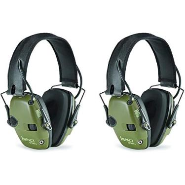 Imagem de Howard Leight Protetor de ouvido eletrônico para tiro R-01526-PK2 da Honeywell Impact Sport com amplificação de som, verde, pacote com 2