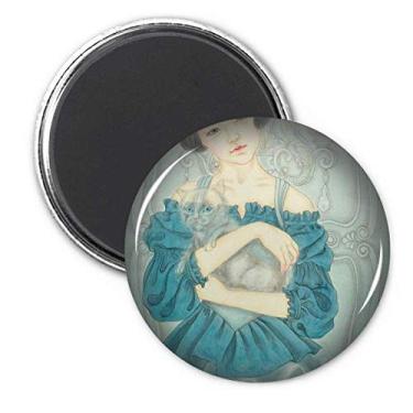Imagem de Blue Dress Beauty Chinesa Pintura Ímã de Geladeira Adesivo Decoração Presente