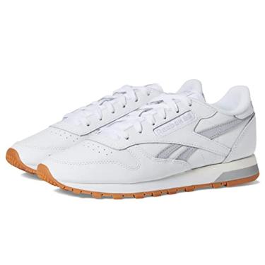 Imagem de Reebok Tênis feminino de couro clássico, Branco/cinza frio/giz, 37