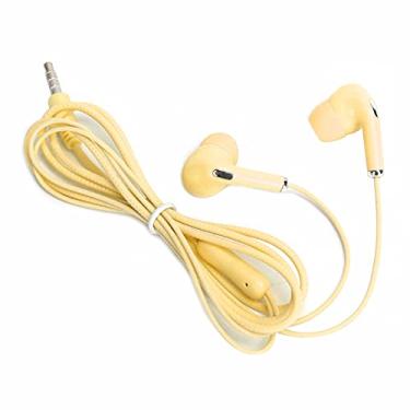 Imagem de Estilo de fone de ouvido com música, fones de ouvido com microfone, fones de ouvido com fio com microfone (amarelo)