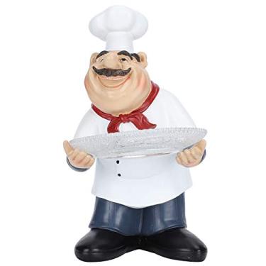 Imagem de Enfeites de Resina, Estátua de Bandeja de Porca de Chef, Decoração de Cozinha de Chef Gordo Estátua de Resina de Chef para Decoração de Boas-vindas da Loja de Casa