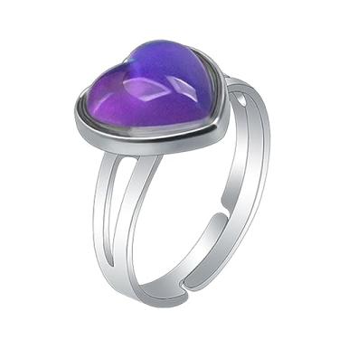 Imagem de Tachiuwa Anel que muda de cor Anel de dedo Anel aberto Anel de humor para o dia dos namorados, mulheres, homens, coração