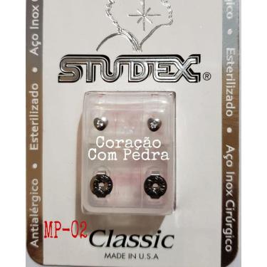Imagem de Brinco Studex Classic 4Mm Coração Cristal Medio Prata
