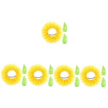 Imagem de Zerodeko 5 Conjuntos cocar de flor de sol chapéu de flor de flor lembrancinhas de festa girassol luvas colar Acessórios adereços filho chapelaria pano de seda