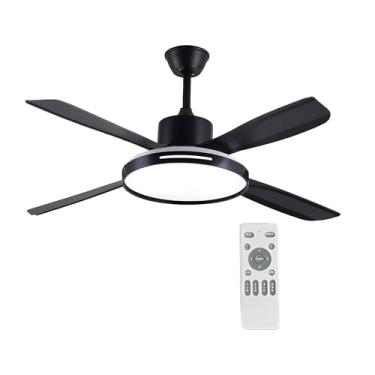 Imagem de Ventiladores De Teto Silenciosos Com Luzes, Ventilador De Teto Moderno Com Controle Remoto, Ventilador De Teto Com Lâminas, Para Ambientes Internos E Externos (Color : Black 1, Size : 42in)