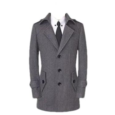 Imagem de ZMIN Casaco de lã de inverno masculino slim casaco casual térmico trench agasalho masculino jaqueta corta-vento, Cinza 9, 3G