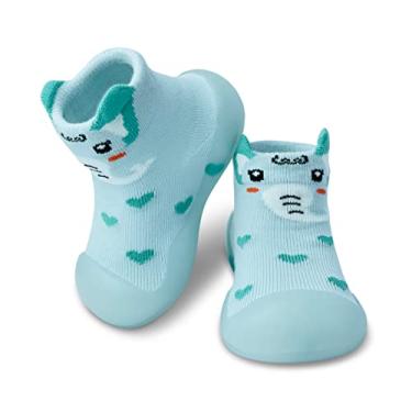 Imagem de Dookeh Sapatos de bebê meninos meninas primeiro caminhada antiderrapante sola macia tênis infantil bebê meia sapatos, A2 - verde, 12-18 Months Toddler