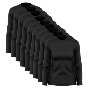 Imagem de Kit 9 Blusas Via Basic Dry Academia Segunda Pele Manga Longa Proteção Solar UV Feminina-Feminino