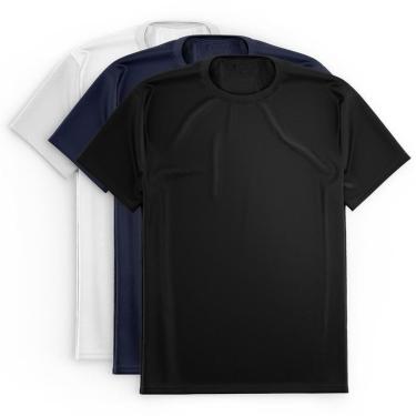 Imagem de Kit 3 Camisetas Via Basic Dry Academia Proteção Solar UV Masculina-Masculino