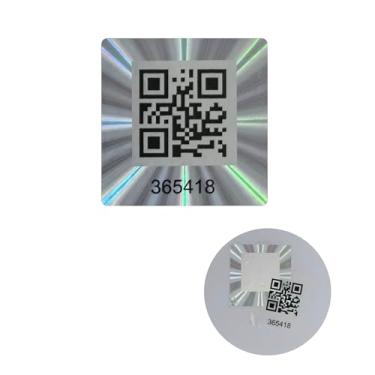 Imagem de 380 etiquetas de código QR holograma, adesivo de selo de segurança inviolável, etiquetas à prova de adulteração com numeração de série sequencial exclusiva (2,5 x 2,5 cm)