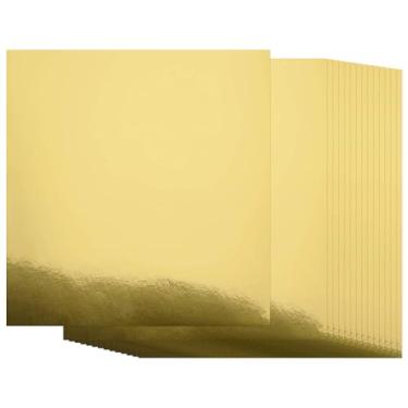 Imagem de Papel cartolina dourado metálico, 50 peças de 30,5 x 30,5 cm (250 g/m²) - placa de papelão dourado sem arranhões, superfície com acabamento espelhado