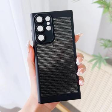 Imagem de Capa de telefone fina e respirável com dissipação de calor para Samsung Note 20 S23 S24 Ultra S22 S21 Plus A53 Proteção de lente Capa à prova de choque, preta, para S24Ultra