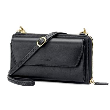 Imagem de Bolsa de pulso feminina Nuoku RFID com zíper e 2 alças, Preto, Medium