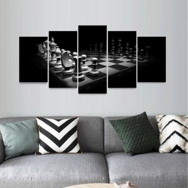 Imagem de Quadro Decorativo Arte Jogo De Xadrez Para Quarto Mosaico