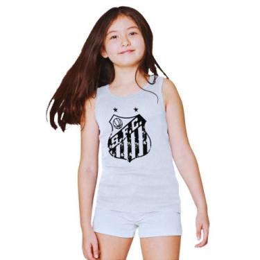 Imagem de Camiseta Infantil Santos Regata Branca Stamp Oficial - Revedor