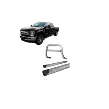 Imagem de Kit Quebra Mato C/barra estribo Plat Aluminio Prata F-250 - HOZZ