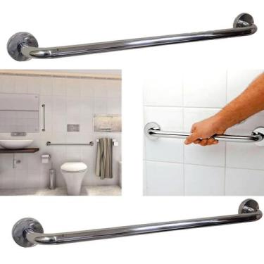 Imagem de Barra Alça Apoio Kit 2 Uni Aço 50cm Anti Queda Acidente Gestante Idoso