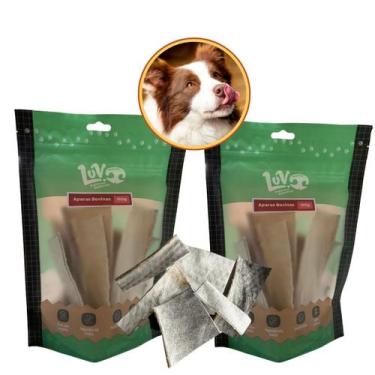 Imagem de Kit 2 Mordedor Natural Desidratado Pele Bovina para Cachorro Aparas Bo