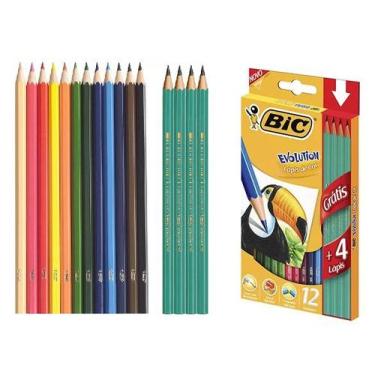 Imagem de Lápis de Cor Sextavado Bic Revolution Com 12 Lápis Coloridos e 4 Lápis
