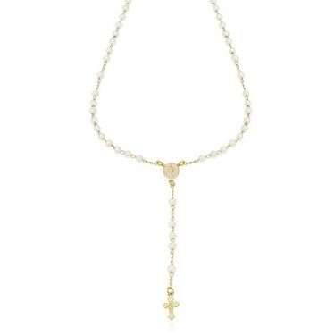 Imagem de Colar Terço com Pérolas Nossa Senhora Folheado a Ouro 18k - 07 -, UNIC