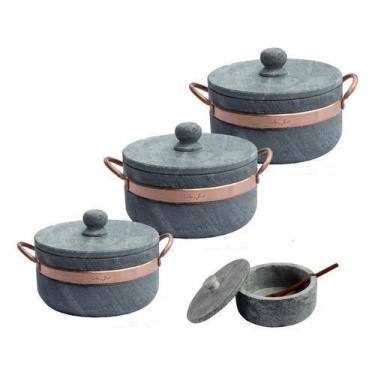 Imagem de Jogo Com 3 Panelas De Pedra Sabão + - Sao Jose