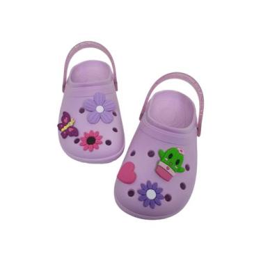 Imagem de Babuche infantil menina sandália com botton - Bile Shoes, Lilás, 29/30