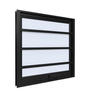 Imagem de Janela Maxim-Ar Com Grade  80cmx60cm em Alumínio Preto com Vidro  Vitr