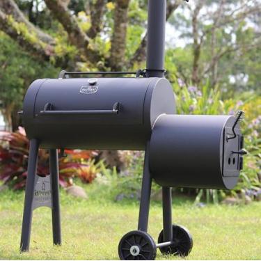 Imagem de Pit Smoker Defumador Hunter 3mm Cap. 18kg Com 2 Grelhas Inox - DERETTI