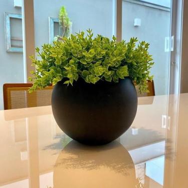 Imagem de Arranjo Centro Mesa Vaso Preto Verdinho Artificial Completo - Decore F