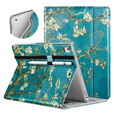 Imagem de DTTO Capa para iPad 9,7 polegadas 5ª/6ª geração 2018/2017 com suporte para Apple Pencil, capa de couro premium para Apple iPad 9,7 polegadas, também serve para iPad Pro 9,7/Air 2/Air - Blossom