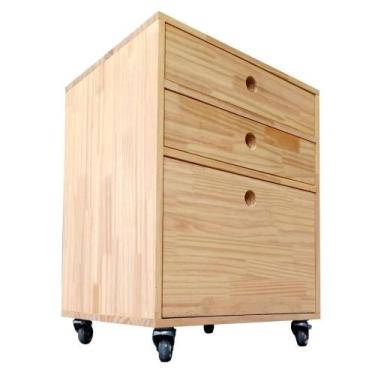 Imagem de Gaveteiro de Madeira Pinus Maciça Tonalidade Marítimo - Com 3 Gavetas 