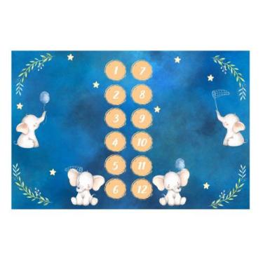 Imagem de Lençol Cenário Foto Mêsversário Gêmeos Azul Minha Estrelinha