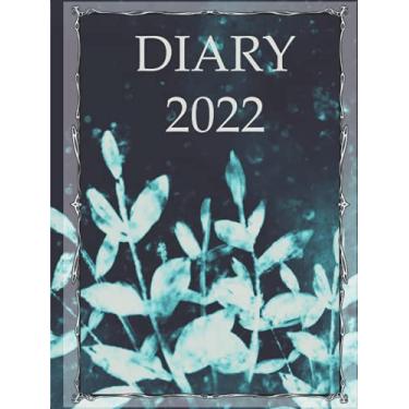 Imagem de Diary 2022: Hardback weekly planner in 8.25x11 a4 format with a beautiful dark light blue flower cover design. A simplistic hardcover yearly organizer ... list per page. Unique desk diaries designs.