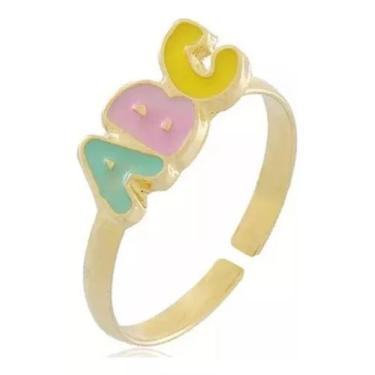 Imagem de Anel Abc Colorido Regulavel Banhado A Ouro Infantil - Joias Dani Sam