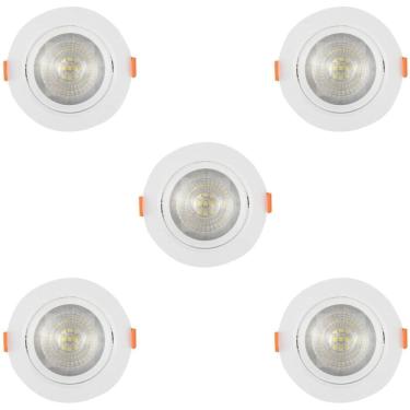 Imagem de Kit 5 Luminária Spot Led Redondo 5w Branco Quente Direcionável Embutir Bivolt 110/220 Forro Pvc Gesso Sala Quarto Cozinha Corredor Comercio