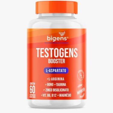 Imagem de Testogens Booster, L-Aspartato, Boro, Taurina, Zinco Bisglicinato, Magnésio, 60 Cápsulas, Bigens