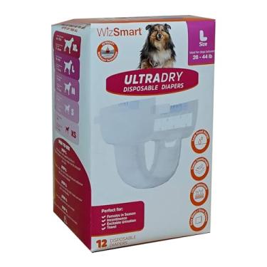 Imagem de WizSmart Fraldas Descartáveis para Cães Ultradry | Fraldas para Cães Fêmeas | Ultra Absorventes E Confortáveis (Grande, 12)