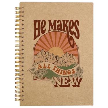 Imagem de Ecezatik Caderno espiral cristão, diário cristão, caderno cristão para mulheres e homens, capa da bíblia, caderno espiral 21 x 14 cm papel kraft