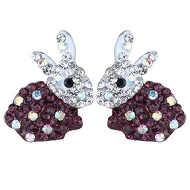 Imagem de YACQ Brincos de coelhinho da Páscoa – Joias hipoalergênicas de Páscoa para mulheres, crianças e adolescentes, Cristal Metal