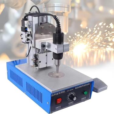 Imagem de Soldador ultrassônico de ponto 1200w Máquina de solda de plástico de 35khz, soldador ultrassônico de ponto com pedal eletrônico φ9mm para rebitagem e soldagem por ponto de tecidos não tecido