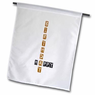 Imagem de 3dRose Happy Birthday - Estilo Scrabble - Arte com palavras divertidas - Bandeira de jardim, 30,48 x 45,72 cm