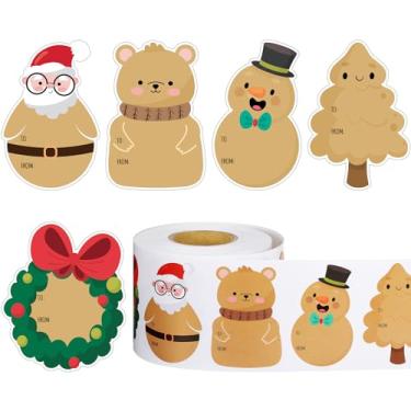 Imagem de Zhanmai 700 peças adesivos de etiqueta Kraft de Natal Feliz Natal a partir de etiquetas rolo de papel kraft etiquetas de nome autoadesivas com e de etiquetas para embrulho de presente de Natal (estilo elegante)