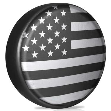 Imagem de JNLK Capa de Pneu Sobressalente para Trailer de Rv, Capa de Roda de Jipe para Pneu Sobressalente, Capas de Pneu de Reboque de Couro com Bandeira Americana Dos Eua para Trailer, Tra (16 Polegadas Para