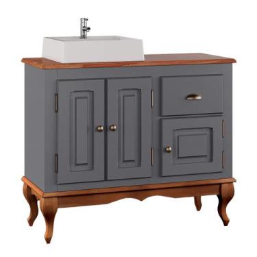 Imagem de Gabinete para Banheiro com Cuba Dália 3066 - Linz Móveis, Cinza/Imbuia