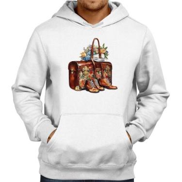 Imagem de Moletom Mala e Botas Retrô Flores - Foca na Moda, Branco, M