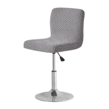 Imagem de Novas capas de cadeira de jacquard, capa de banco alto, elástica, casa, hotel, clube, bar, barra giratória, costas baixas, cinza claro, tamanho regular