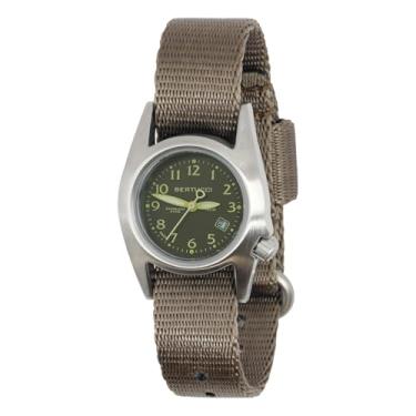 Imagem de BERTUCCI® Relógio de campo de aço inoxidável - M-1S Feminino Field - Mostrador Espresso Pulseira Comfort-Webb™ 18006, Cáqui escuro, Casual